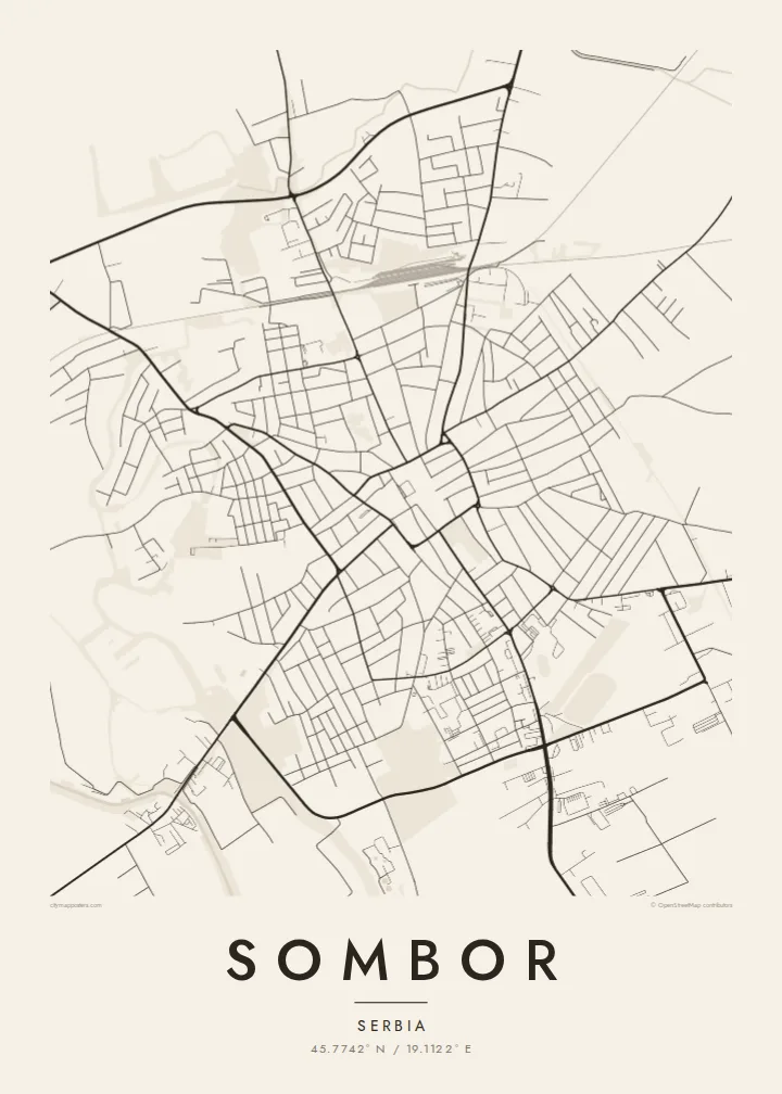 Sombor map poster — Paper