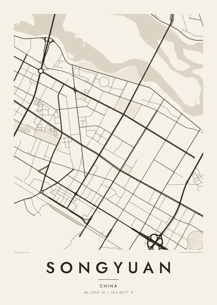Songyuan map poster — Paper style