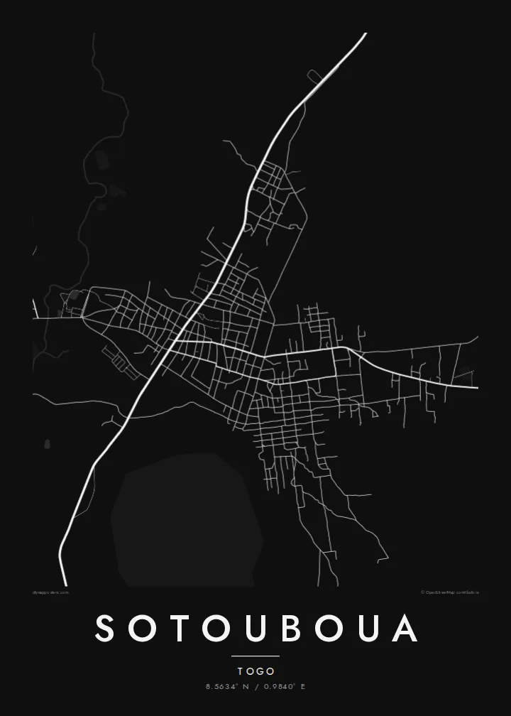 Sotouboua map poster — Noir