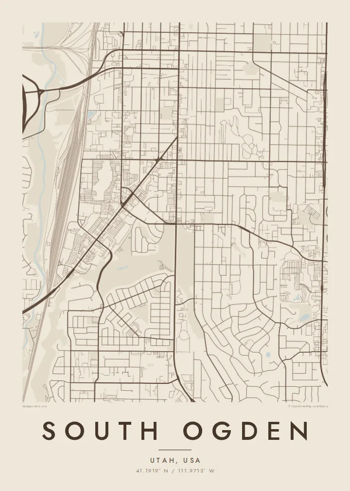 South Ogden map poster — Sand style