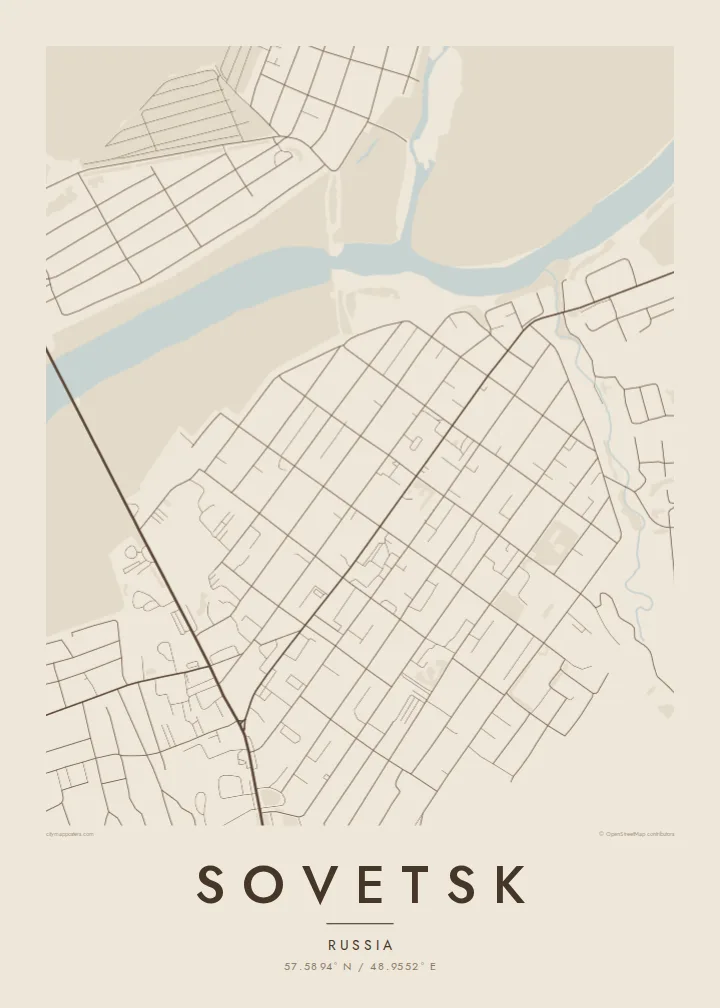 Sovetsk map poster — Sand