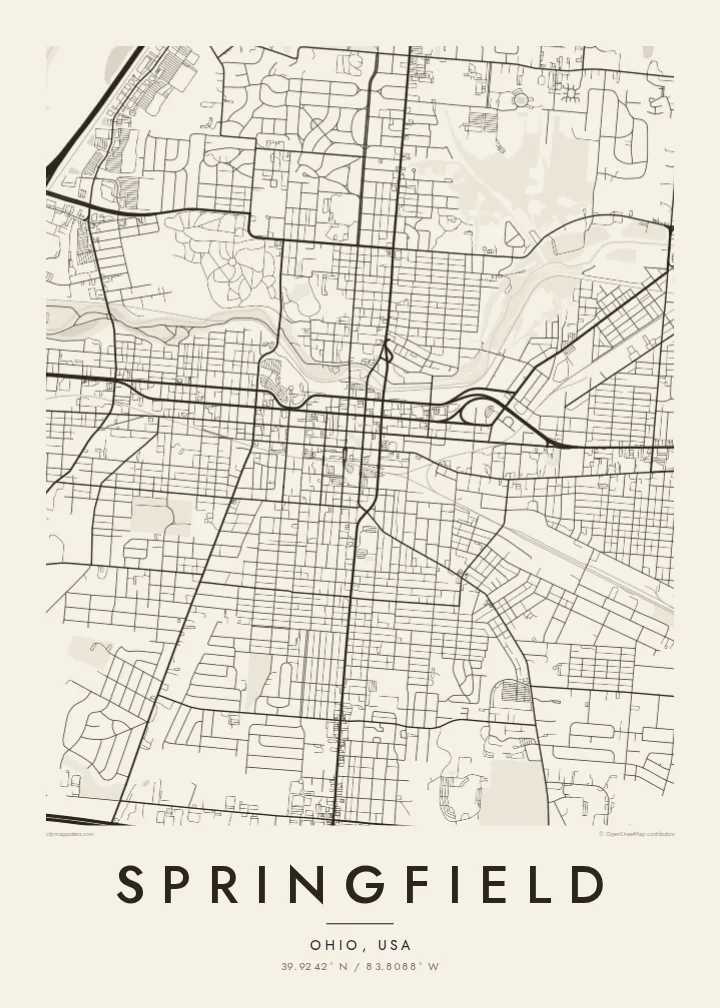Springfield map poster — Paper
