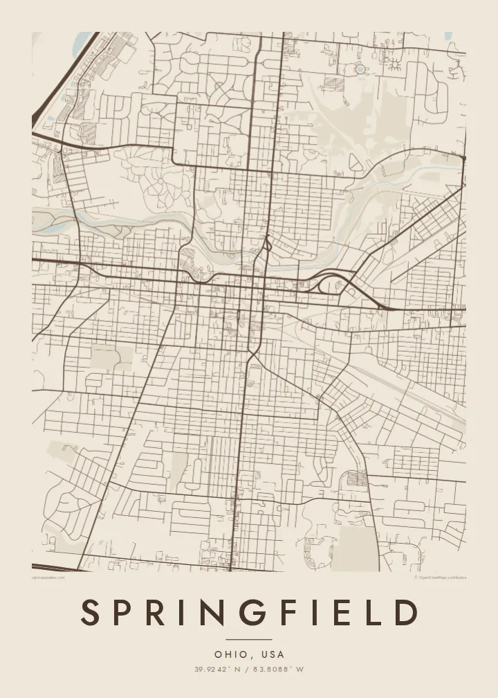 Springfield map poster — Sand