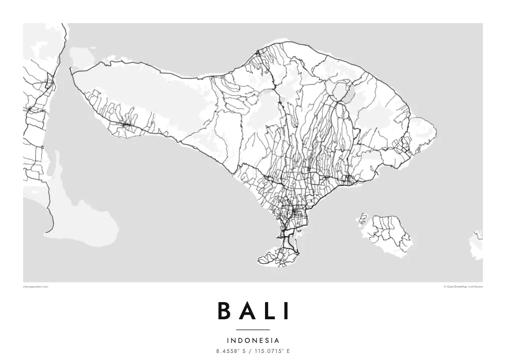 Poster sa mapom grada Bali