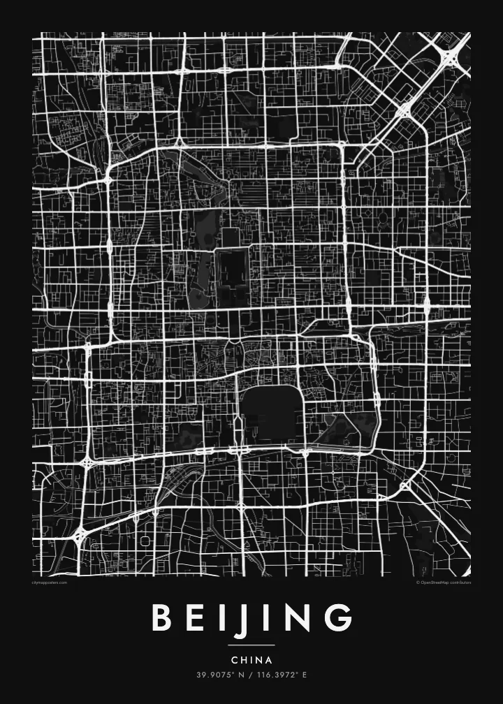 Peking mapa poster — Noir