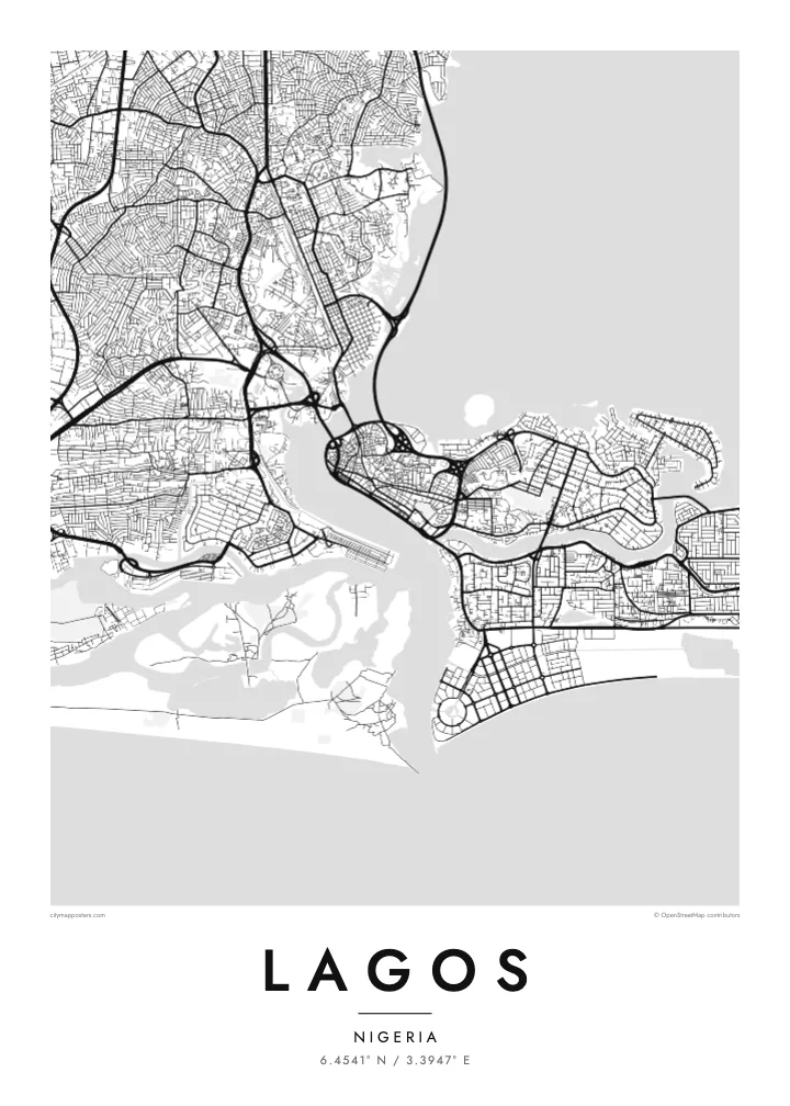 Lagos mapa poster — Classic