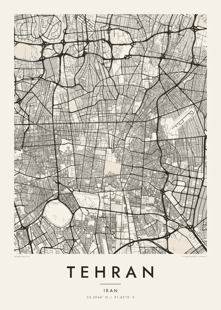 Teheran mapa poster — Paper