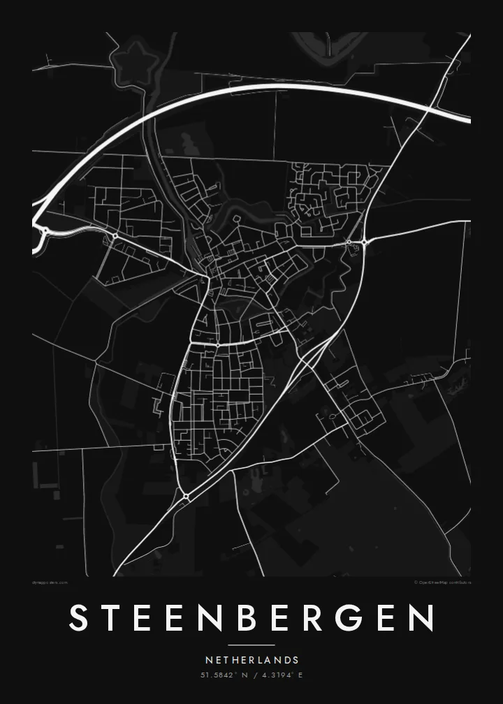 Steenbergen map poster — Noir style