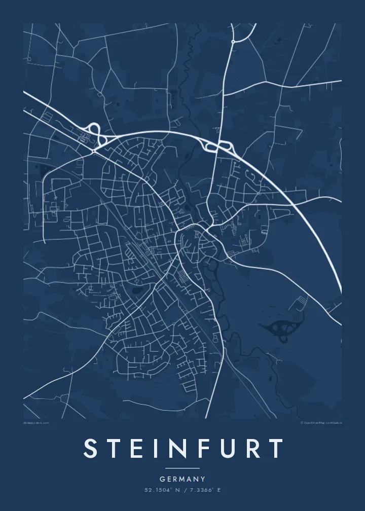 Steinfurt map poster — Blueprint style