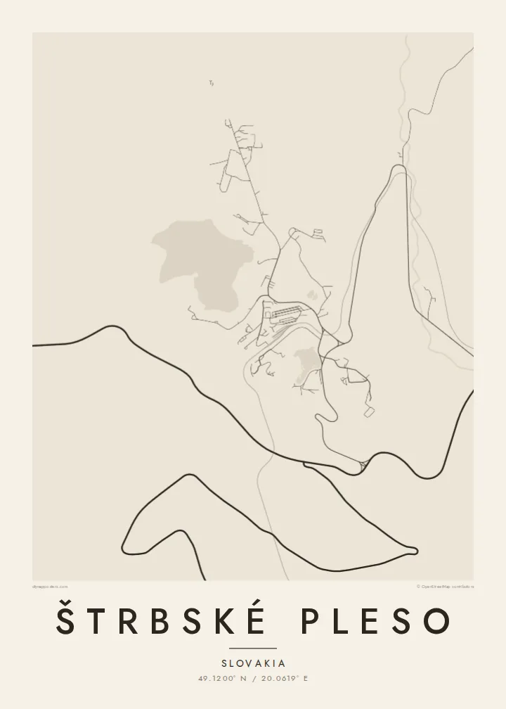 Štrbské Pleso map poster — Paper