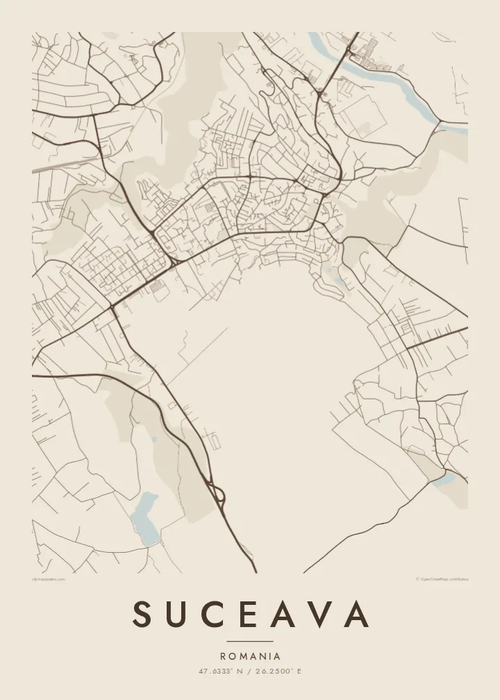 Suceava map poster — Sand