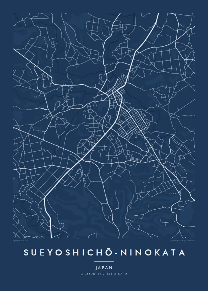 Sueyoshichō-ninokata map poster — Blueprint style