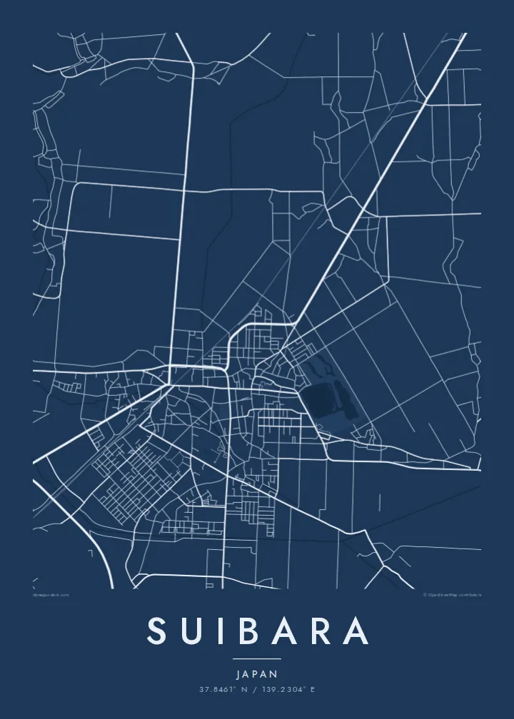 Suibara map poster — Blueprint style