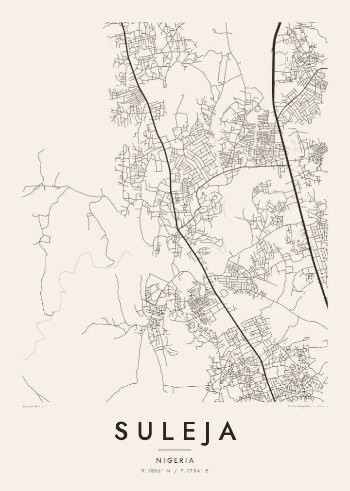 Suleja map poster — Paper style
