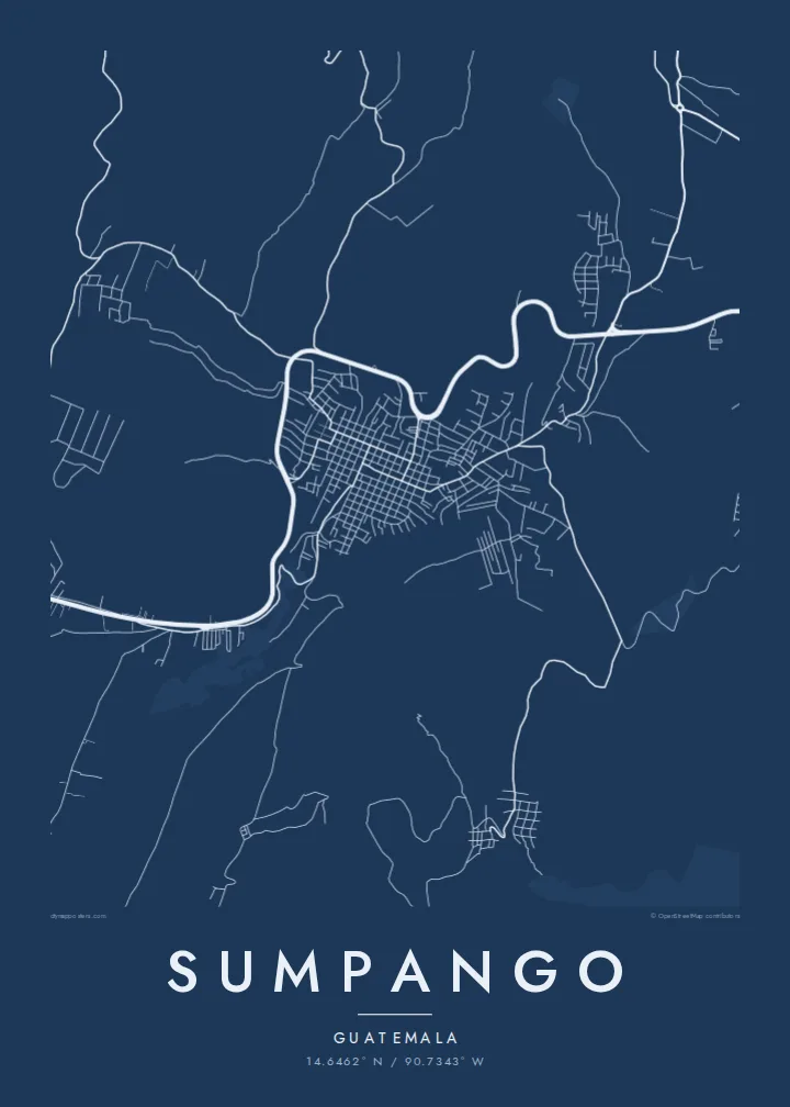 Sumpango map poster — Blueprint style