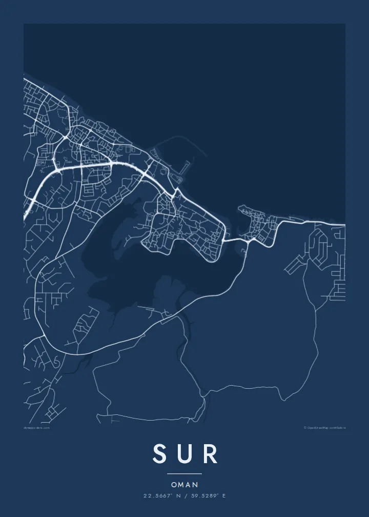 Sur map poster — Blueprint style