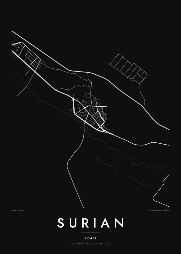 Surian map poster — Noir style
