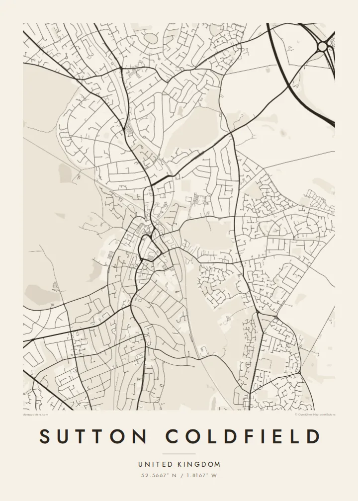 Sutton Coldfield map poster — Paper