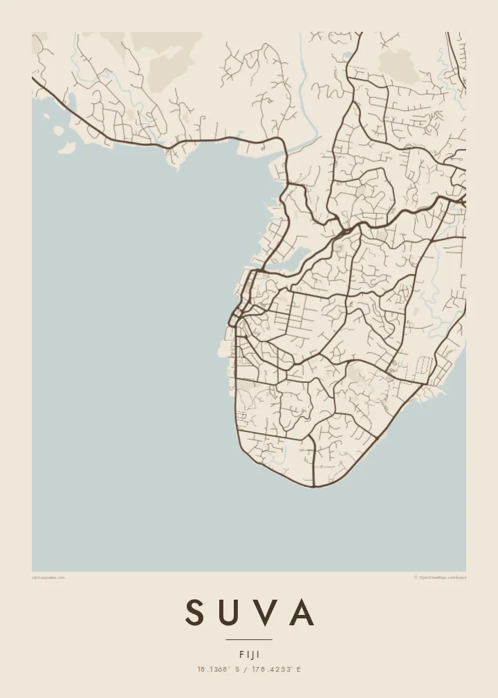 Suva map poster — Sand style