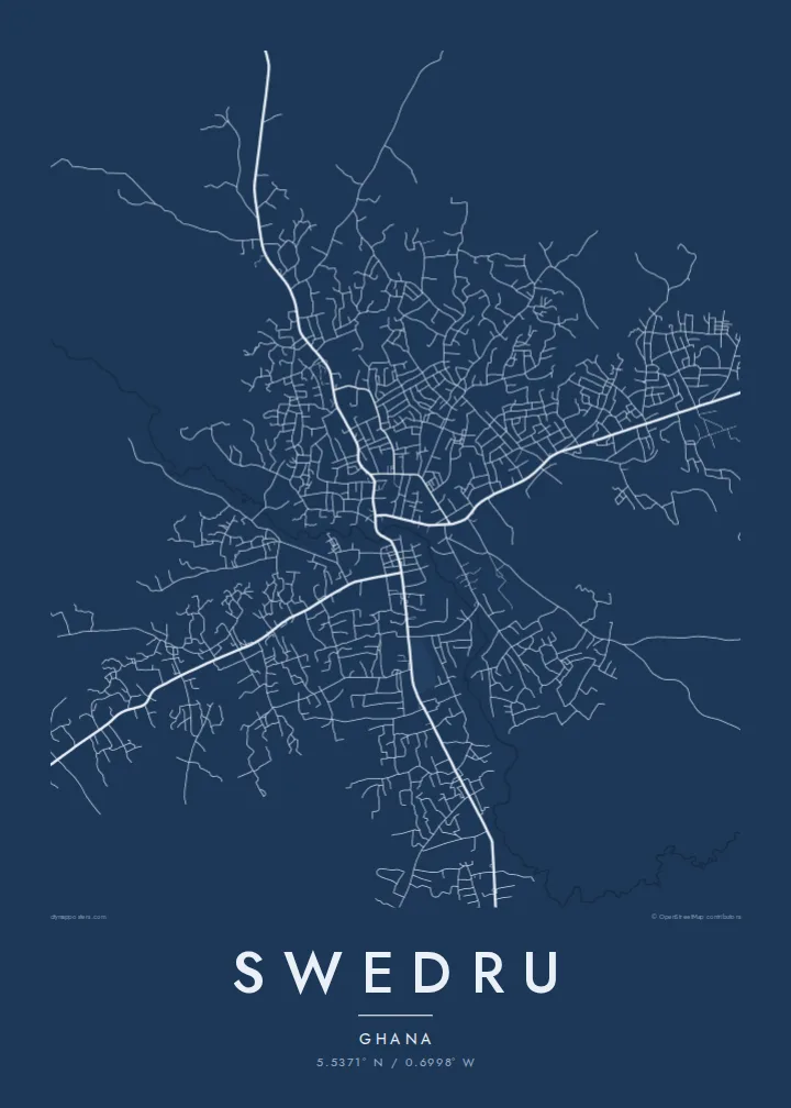 Swedru map poster — Blueprint