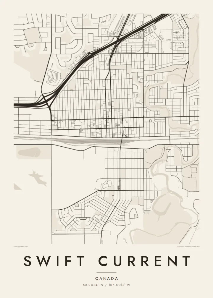 Swift Current map poster — Paper style