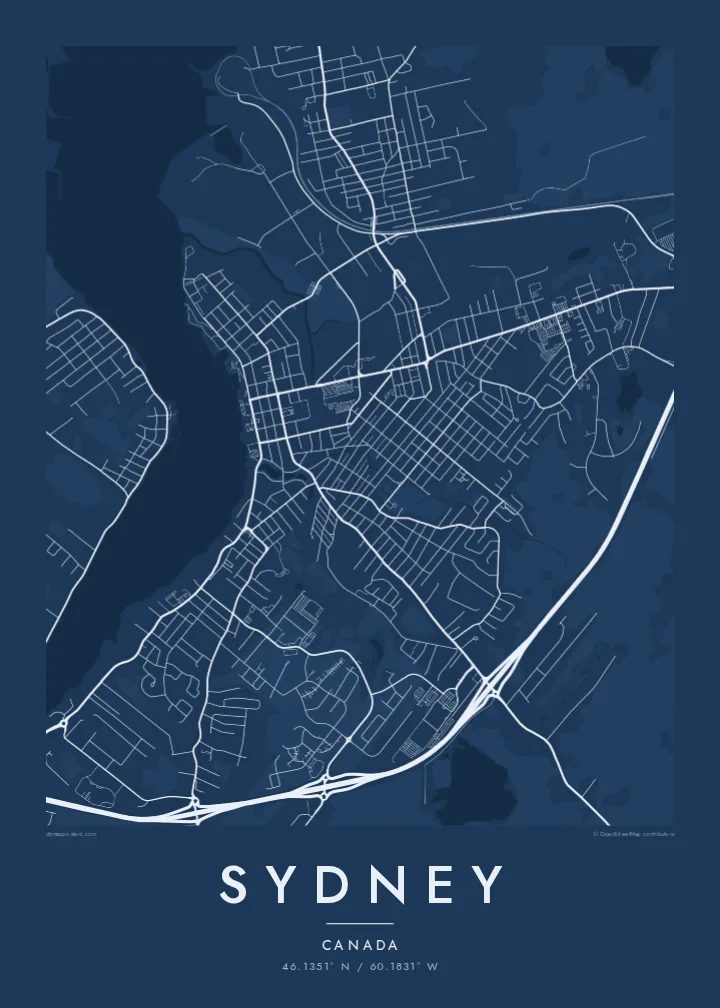Sydney map poster — Blueprint style