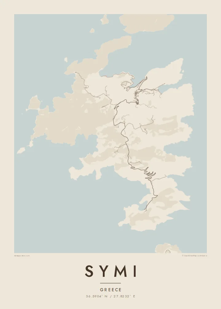 Symi map poster — Sand