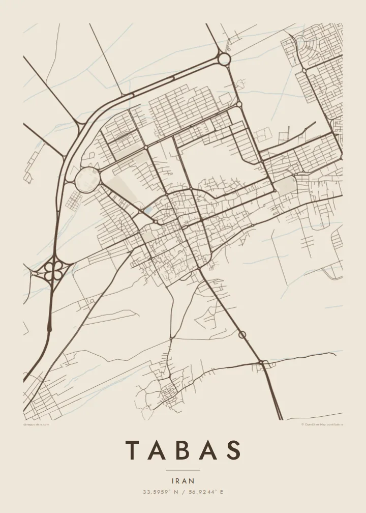 Tabas map poster — Sand style