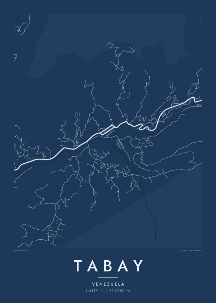Tabay map poster — Blueprint style