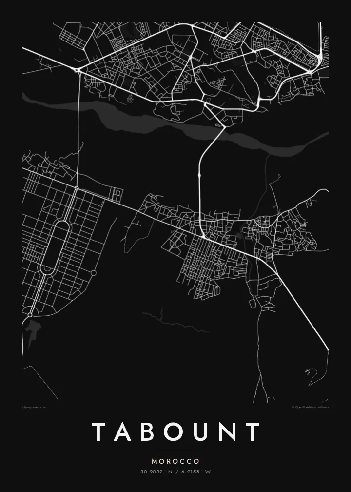 Tabount map poster — Noir style