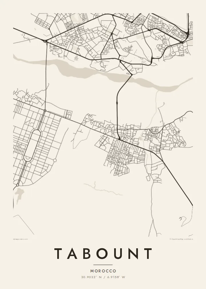 Tabount map poster — Paper style