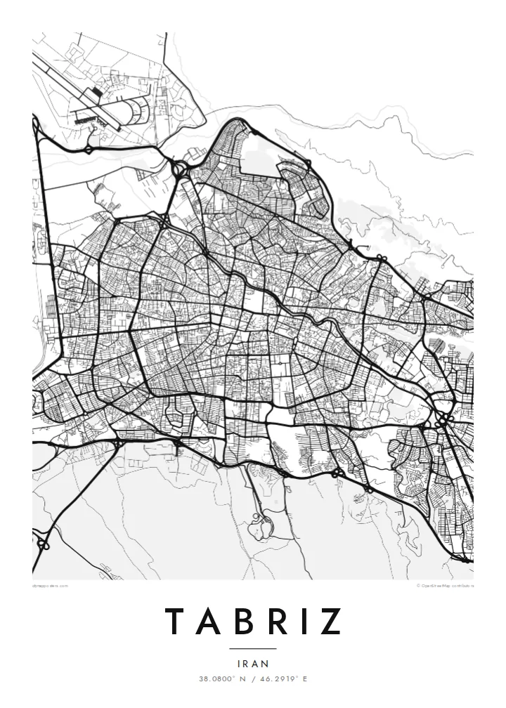פוסטר מפת Tabriz