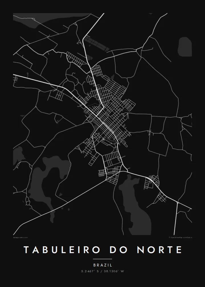 Tabuleiro do Norte map poster — Noir