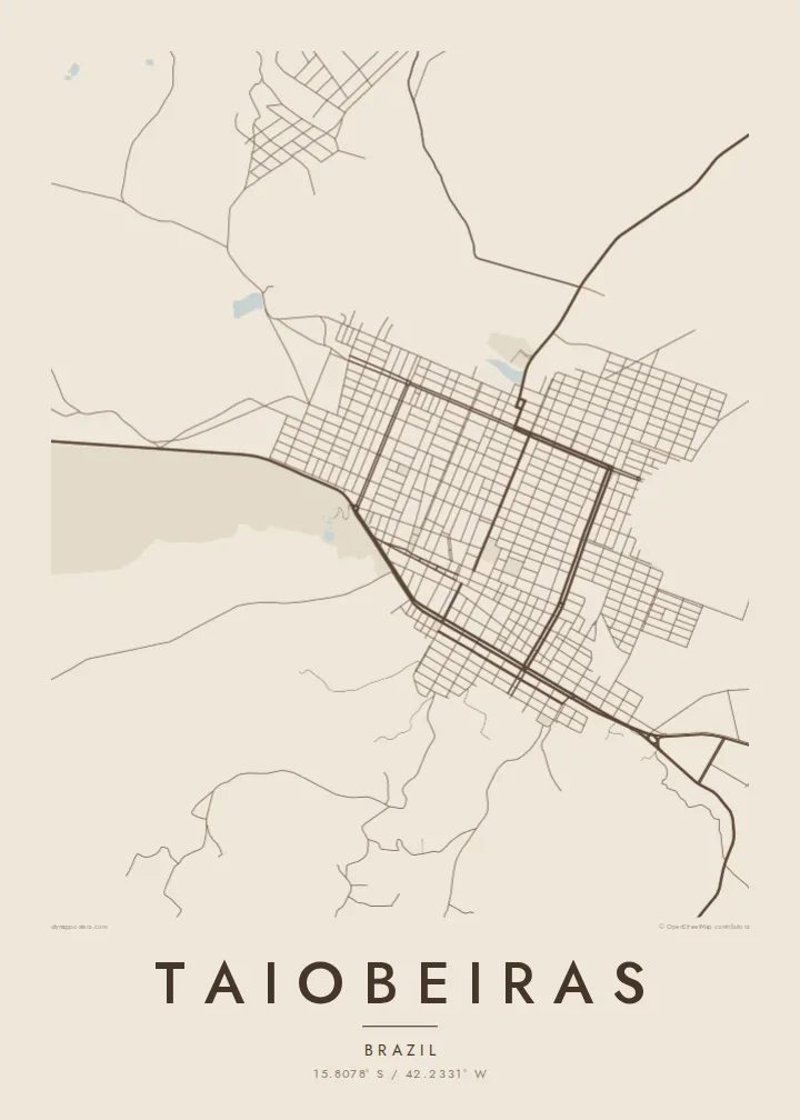 Taiobeiras map poster — Sand