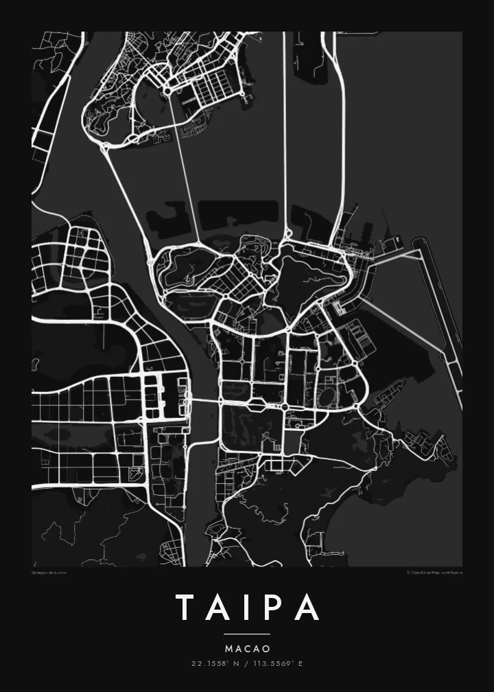 Taipa map poster — Noir