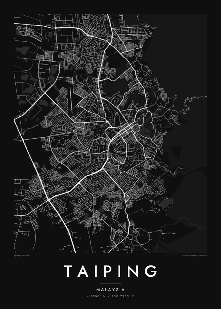 Taiping map poster — Noir style