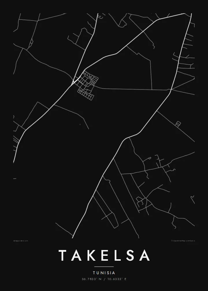 Takelsa map poster — Noir