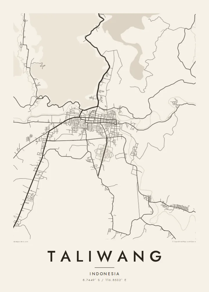 Taliwang map poster — Paper style
