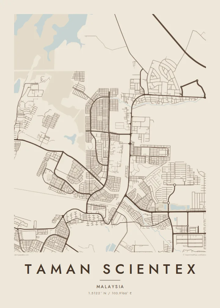 Taman Scientex map poster — Sand style