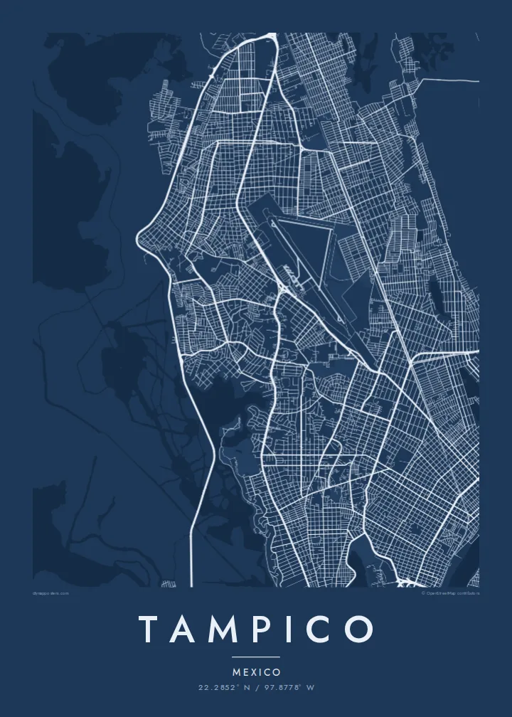 Tampico map poster — Blueprint style