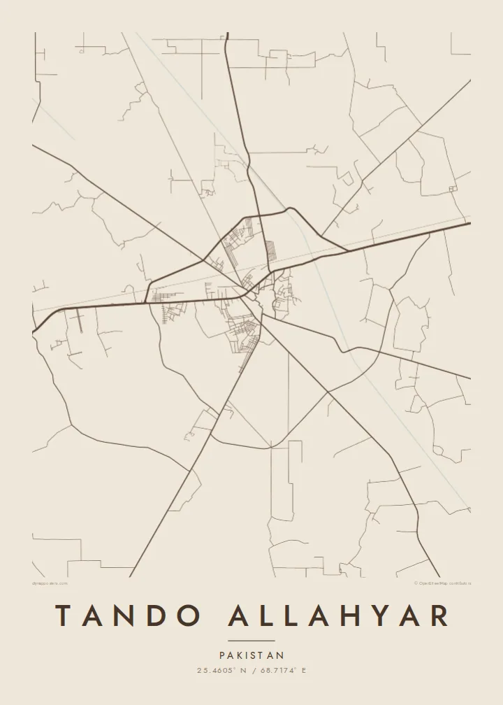 Tando Allahyar map poster — Sand