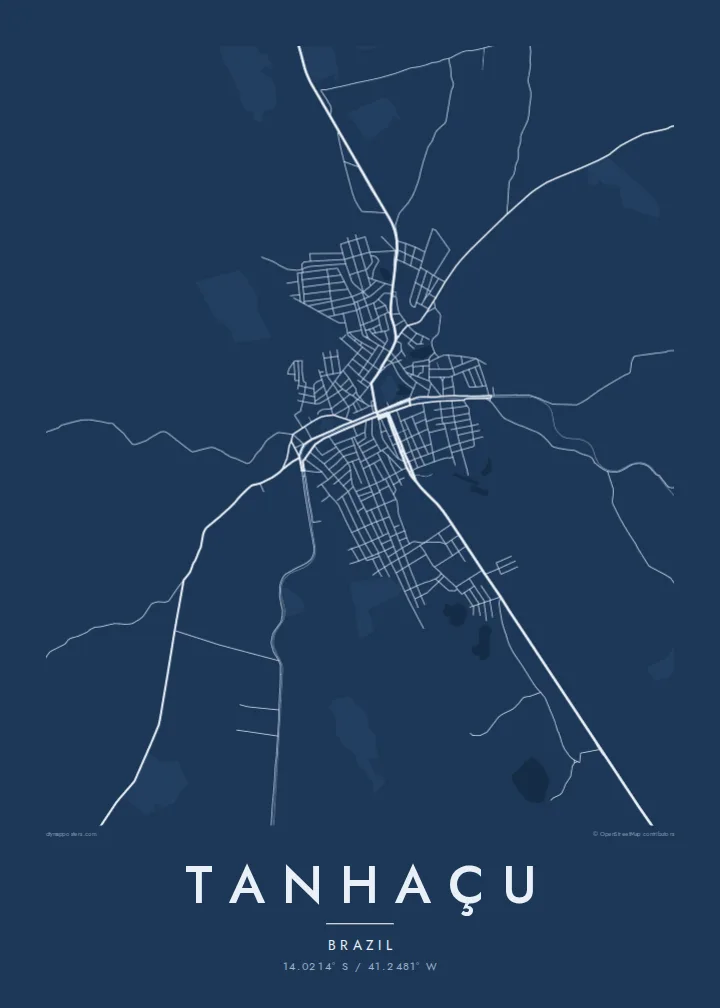 Tanhaçu map poster — Blueprint style