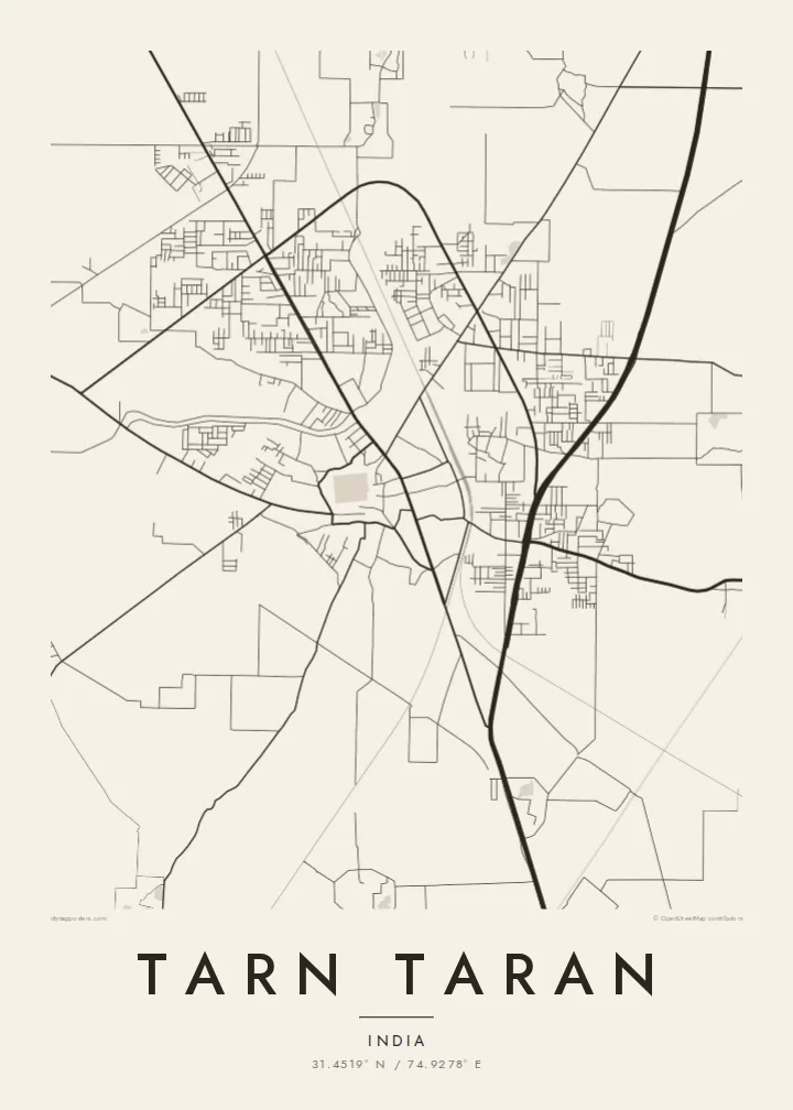 Tarn Taran map poster — Paper style