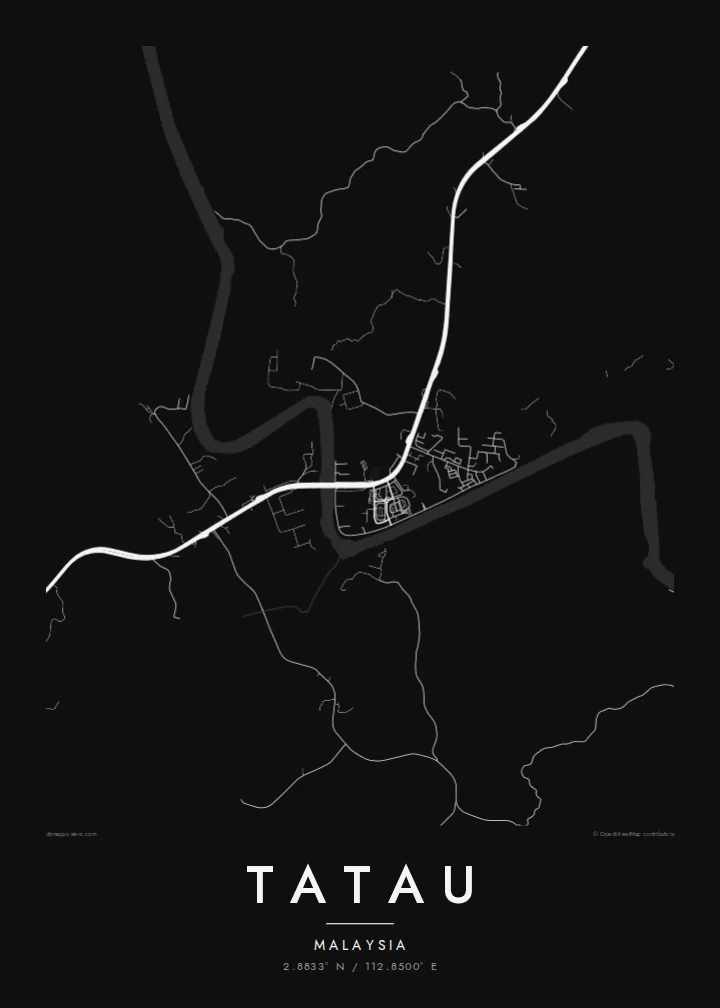 Tatau map poster — Noir style