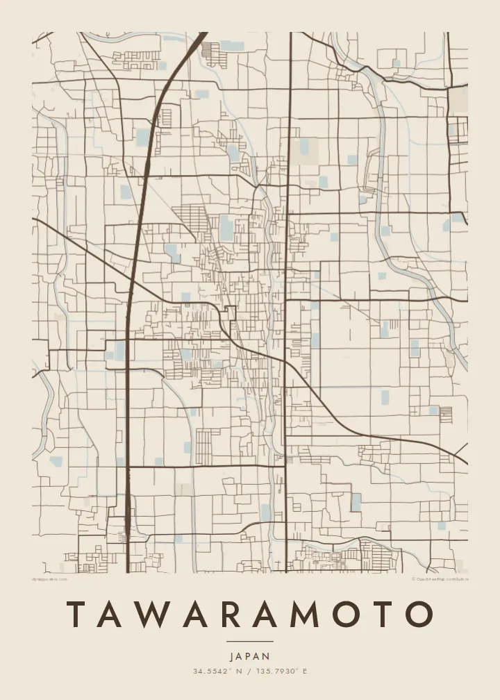 Tawaramoto map poster — Sand