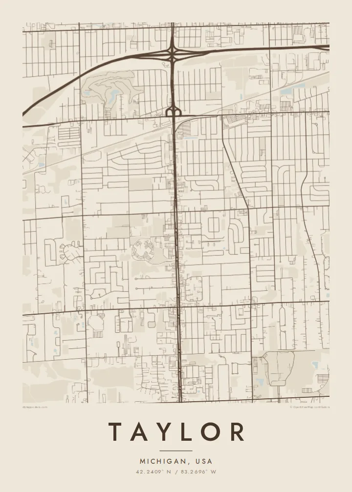 Taylor map poster — Sand style
