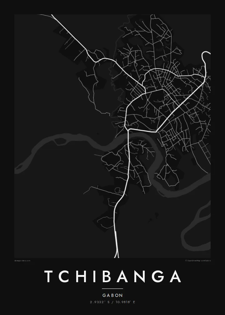 Tchibanga map poster — Noir