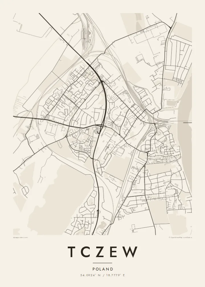 Tczew map poster — Paper style