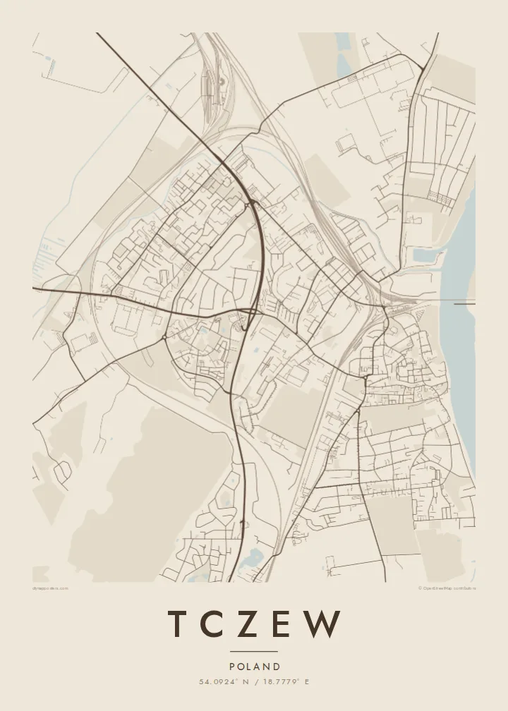 Tczew map poster — Sand style