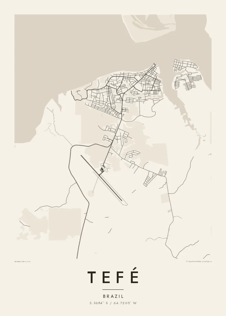 Tefé map poster — Paper style